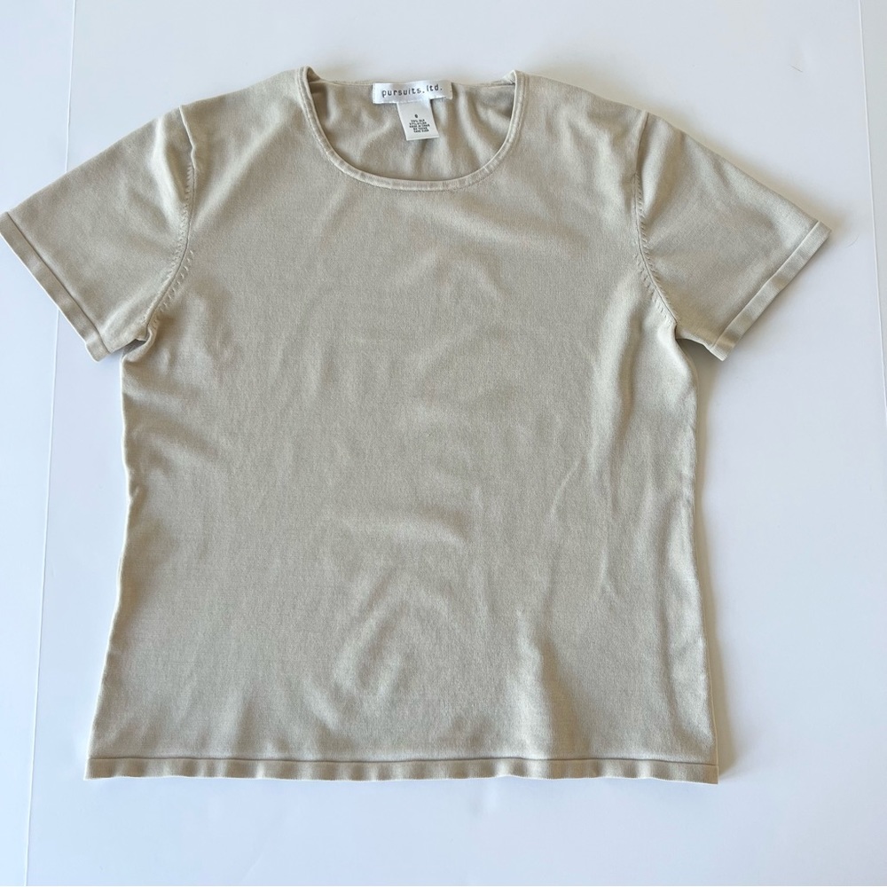 Pursuits. Ltd. Womens T shirt Silk Blend Beige size Small